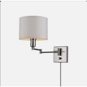 Globe Electric Anderson 1-Light Brushed Steel Plug-In or Hardwire Wall Sconce