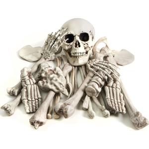 JOYIN 28 PCS Halloween Decorations Skeleton Bones and Skull Kit, Indoor Outdoor Decorations Plastic Bones Scary for Spooky Graveyard Haunted House Lawn Yard Party Decor