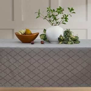 HLC.ME Modena Grey Tablecloth, Luxury Jacquard Fabric Dining Table Cloth for Rectangle Table, Advanced Water Resistance, Geometric Lattice Pattern - Grey, 31x70