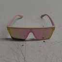 ShadyVEU Flat Top Shield Oversized Rimless Rainbow Mirrored Lens Sunglasses UV400 Protection Lightweight Wrap Around Shades (Pink Frost Frame/Rose Gold Lens)