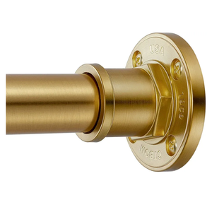 BRIOFOX Industrial Shower Curtain Rod - 2-in-1 Design Tension Curtain Rod - Never Rust Non-Slip 43 to 72 Inch Metal Steel, Gold Window Curtain Rod