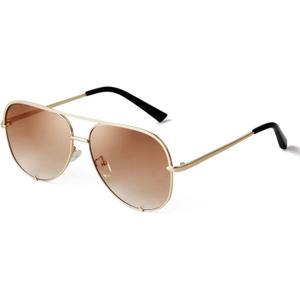 SORVINO Oversized Aviator Sunglasses for Women Men Trendy Retro Bulk Shade Black Faded Sun Glasses Classic UV Protection (Gold Frame/Brown Faded Lens)