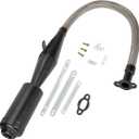 FVRITO Stainless Steel Flexible Exhaust Muffler Pipe Silencer Gasket for 2 Stroke 49cc 60cc 66cc 80cc 100cc Engine Gas Motorized Bicycle Motor Bike Black