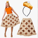 Women's Pumpkin Pie Tutu Skirt with Funny Pumpkin Pie Food Hat Thanksgiving Headband Adult Cosplay Party Accessory Only skirt Medium