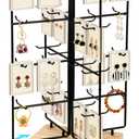 Earring Holder Organizer,360 Rotating Earring Display Stand for Vendors,64 Hooks Jewelry Organizer for Selling Earring Cards, Keychains, Rings, Bracelets Retail