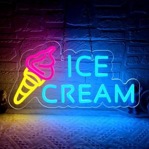 Ice Cream Neon Sign for Wall Decor,Ice Cream Shop Neon Decor,Business Dessert LED light for Bar,Party,Bedroom Decoration,Birthday,Christmas Decor,Size16.1 * 8.3 inch(JTD264)