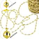 99 Feet Artificial Pearls Beads Garland Chain Christmas Tree Beads Faux Pearl Beaded Trims for Wedding Christmas and DIY Supplies (Gold)