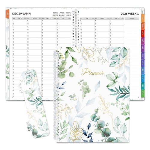 SUNEE 2026 Appointment Book 15-Minute Time Block - Daily, Weekly & Monthly Spiral Planner with Note Section - Thick Paper, Lay-Flat Bound - 8.5 x 11 for Office, School, Men & Women, Greenery