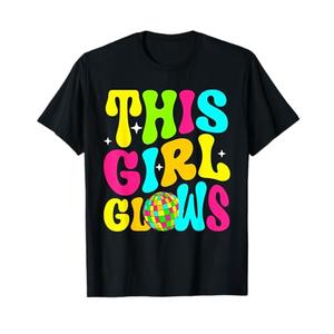 This Girl Glows Colorful Groovy for Kids Girls Women T-Shirt, M