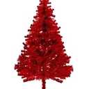 Red Christmas Tree, 6ft Artificial Tinsel Christmas Tree for Home Decorations，550 Branch Tips Premium Hinged Holiday Xmas Tree for Halloween Decor