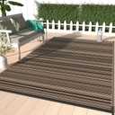 GENIMO Outdoor Rug 8x10 ft Waterproof, Reversible Plastic Straw Patio Rug for RV Camping Mat, Deck, Backyard Balcony Mat - Lightweight & Easy to Clean, BlackBrown