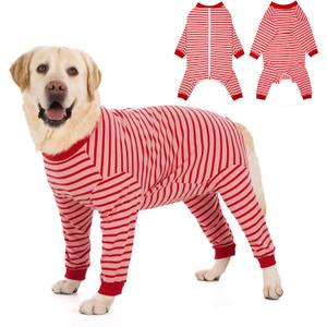 Yeapeeto Dog Onesie Surgery Recovery Suit for Large Medium Bodysuit Dogs Pajamas PJS Full Body for Shedding, Prevent Licking, Wound Protection, Cone Alternative (Red Pink, 3X-Large (Pack of 1))