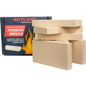Rutland Fire Bricks, Firebricks for Wood-Burning Fireplaces & Woodstoves, Heat Rated for Residential Use, Ivory, Case of 6