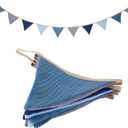 Garland Triangle Banners Blue and Grey, Pennant Banner Bunting Flags Fabric for Baby Shower Birthday Party Decorations Nursery Playroom Decor(Blue grey) (1PCS)
