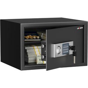 Locksworth Safe for Home, 1.2 Cubic Feet Safety Box, Lock Box for Money, Jewelry, Documents and Guns, Digital Security Safe for Office, Hotel and Personal Use, 16.9"W x 14.6"D x 10.6"H