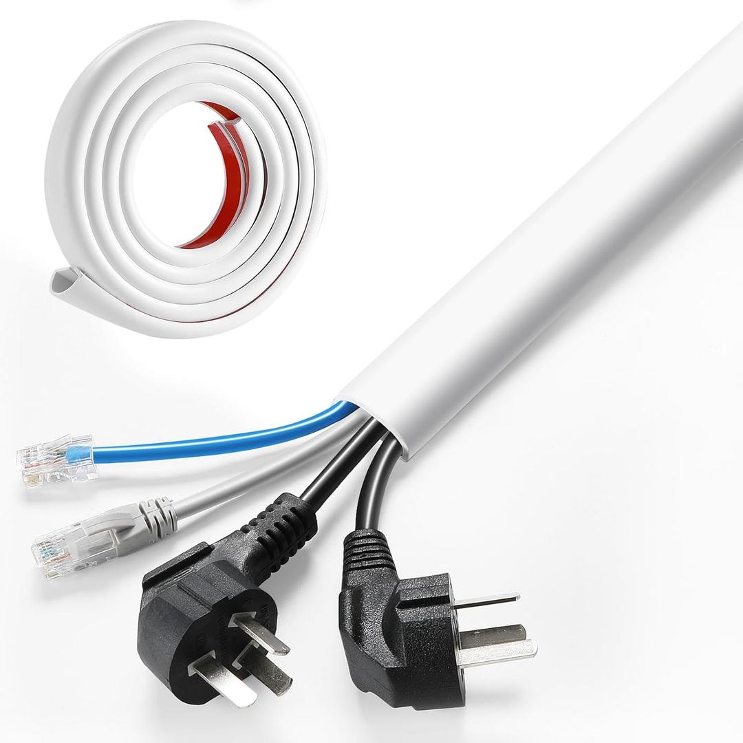 AGPTEK Wall Cord Hider 78 Inch - Self-Adhesive Wire Cover Cable Raceway Flexible PVC Home Wall Mount TV Cable Concealer Pet Cord Protector Management, Protect Cat Dog from Chewing, W 1.2" H 0.5"