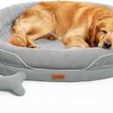 CWAWZ XL Orthopedic Dog Bed, Extra Large Dog Bed, Dog Sofa for Large Sized Dogs with Full-Surround Bolsters, Dual-Sided Dog Cooling Bed with Memory Foam, Washable Sofa with Nonslip Bottom, Light Grey