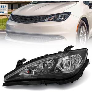 Huray Left Halogen Headlight Assembly Fit for Chrysler Pacifica 2017-2020 / Chrysler Voyager 2020-2024 LH OE Factory w/o Quad Headlamp Head Light Replacement for CH2502288 68228945AH Driver Side