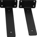 2 Pack - 8 inch Black Hidden L Shelf Bracket (1/5 Inch Thicked) Iron Floating Shelf Brackets Rustic Industrial Metal Brackets for Shelf Support