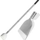 Floor Scraper Long Handle Stainless Steel, Multifunctional Cleaning Shovels with Flat Head, Moss Plaster Wall Putty Shingle Removal Tool, Ice Scraper, Snow Shovel for Driveway-Heavy Duty
