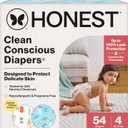 The Honest Company Clean Conscious Diapers for Delicate Skin | Up to 100% Leakproof | Hypoallergenic, Fragrance Free | Summer '25 Limited Edition Prints | Club Box, Size 4 (22-37 lbs), 54 Count
