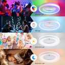 24" Bladeless Ceiling Fan with RGB Light Remote, Smart LED Ceiling Fans with Voice/App Control, Modern Low Profile Dimmable Light Ceiling Fan for Bedroom Living Room White
