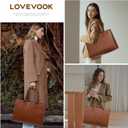 LOVEVOOK Laptop Tote Bag for Women, 17.3 Inch Large Capacity Vintage Leather Work Computer Bag, Business Casual Shoulder Handbag, Dark Brown