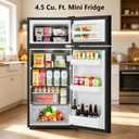 4.5 Cu.Ft Mini Fridge with Freezer, 2 Door Compact Refrigerator, Small Fridge with Adjustable Thermostat Energy Ultra Quiet, Mini Fridge Removable Glass Shelves for Bedroom Office Dorm-Satin Black