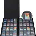 GrinOwl 16 Pocket Top loader Binder, Holds 640 Top Loaders, Large Top loader Card Binder with Sleeves for Cards in 3" x 4" Top loaders (Black)