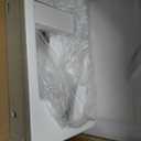 Small Wall Mounted Bathroom Sink, QISHKA 14.5" x 7" Ceramic Rectangular Wall Hung Vessel Sink White Wash Basin, Save Space for Mini Bathroom (Left Hand)