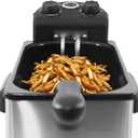 Elite Gourmet EDF-3500 Electric Immersion Deep Fryer. Removable Basket, Timer Control Adjustable Temperature, Lid with Viewing Window and Odor Free Filter,Stainless Steel,3.5 Quart / 14 Cup