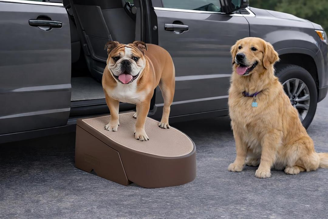 Pet Gear Stramp Stair and Ramp Combination for Dogs/Cats, Easy Step, Lightweight/Portable, Sturdy, Easy Assembly (No Tools Required), Dark Brown