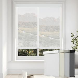 Persilux Free-Stop Cordless Solar Window Blinds Light Filtering Roller Shades for Windows (White, 27" W x 72" H) 5% Openness UV Protection Flame Retardant View Through Roller Blinds for Windows Home