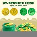 JOYIN 209PCS St Patricks Day Pot of Gold Set, 208 Lucky Leprechaun Plastic Coins and 1 Green Cauldron with Handle Saint Patricks Party Supplies