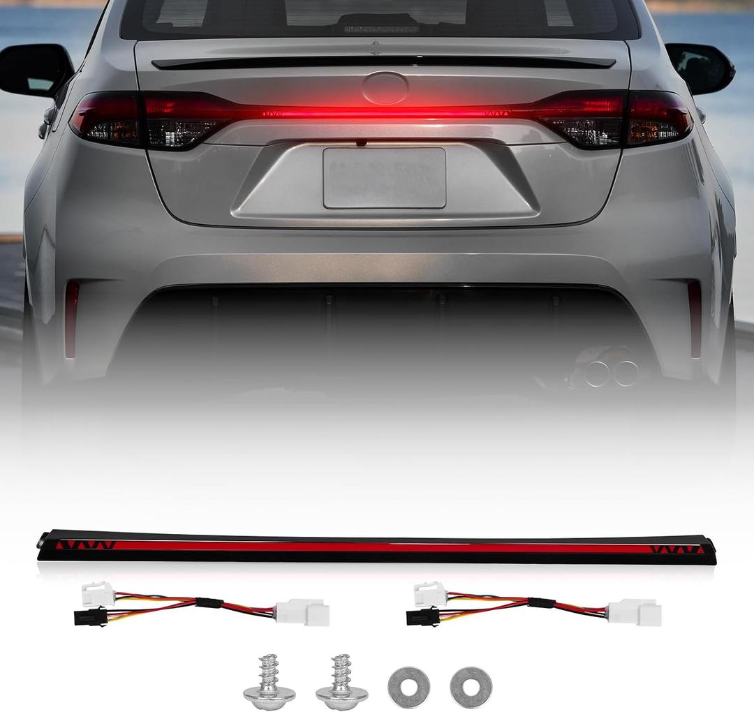 LED High Mount Stop Lights,Trunk Lid Third Brake Light compatible with Toyota Corolla L LE SE XSE XLE Sedan/Hybrid 2020-2024,3rd Brake Light Strip w/Sequential Turn Signal Lamps Assembly