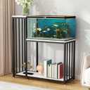 29 Gallon Metal Aquarium Stand with Shelves for Fish Tank Accessories Storage, Reptile Tank Turtle Terrariums Stand for Home Office (Black)