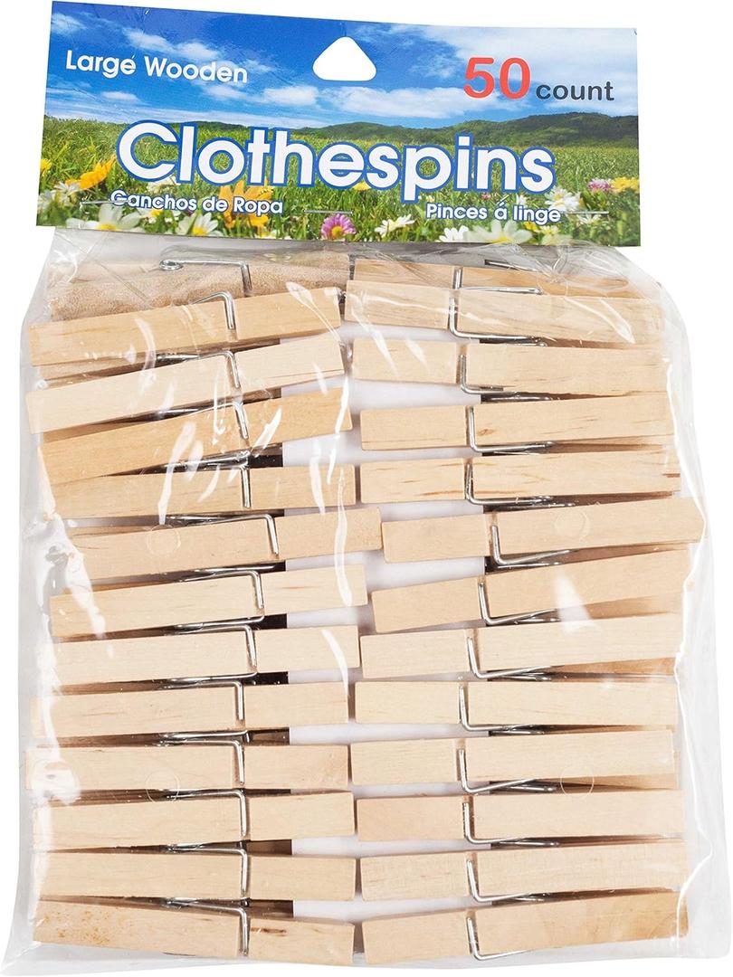 Jacent Large Wooden Clothespins 50Ct, 50 CT