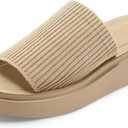 mysoft Women's Platform Sandals Slip On Comfortable Knit Slide Sandals Size: 9.5