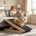 32" Dog Ramp for Couch & Low Bed – Extra Wide 16” Non-Slip Surface, High Load 200 lbs, Ultra-Stable Structure with 4" Flat Platform, Adjustable Slope Pet Ramp for Small Senior Dogs Dachshund Corgi