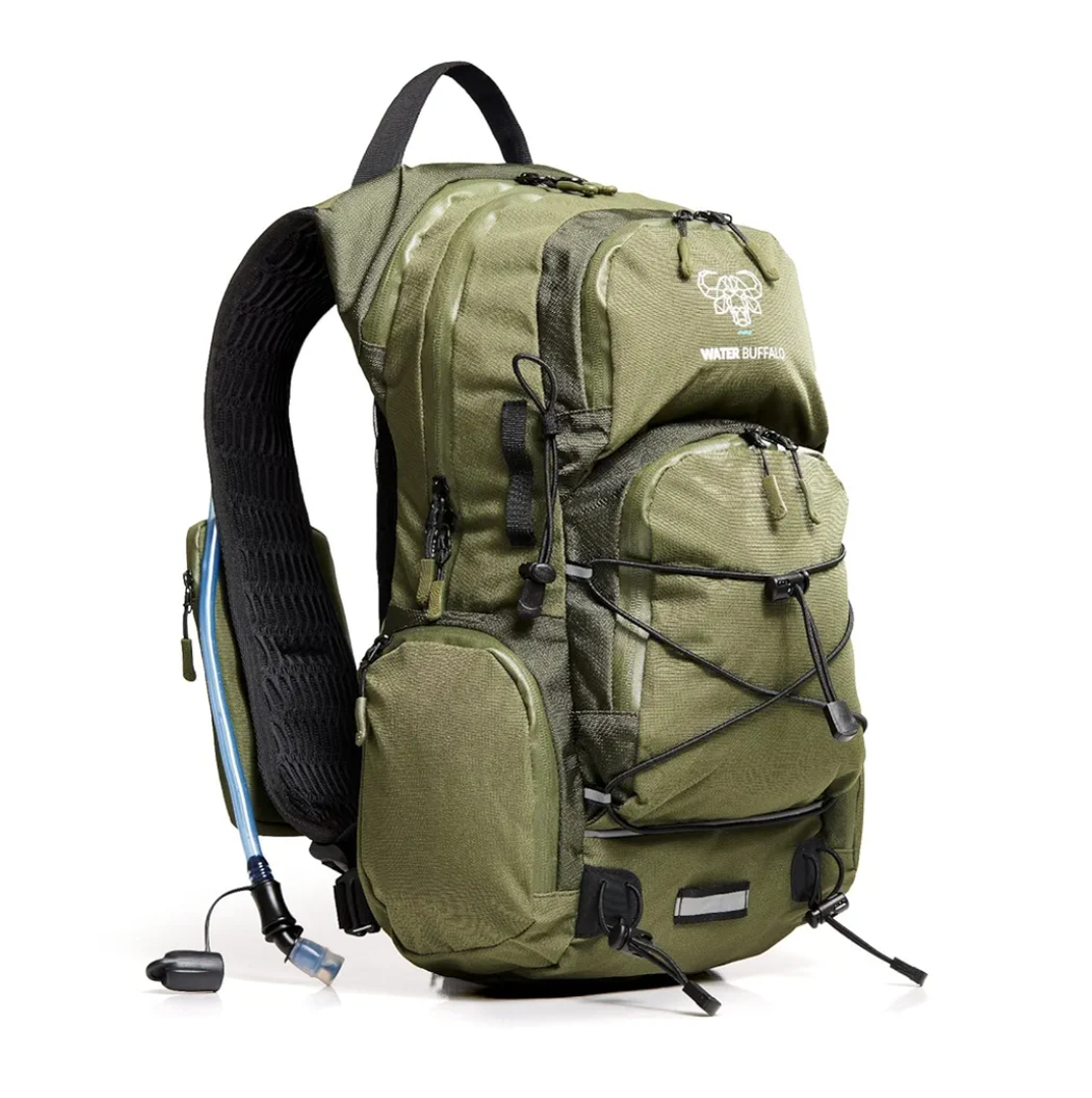 Water Buffalo Hydration Backpack - Sherpa 22L Hiking Backpack with Water Bladder - Water Backpack for Hiking with Waterproof Zippers, Phone & Pole Holders