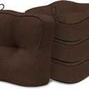 downluxe Thickened Chair Cushions for Dining Chairs Set of 4, Kitchen Chair Cushions with Ties and Non Slip Backing, Tufted Chair Pads 4 Pack, 16.5"X 16.5" X 5", Brown