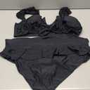 Summer Mae Maternity Bikini Swimsuit Low Rise Swim Skirt Tie Bowknot Two Piece Bathing Suit Puffy Sleeves Pregnancy Swimdress Black, 12