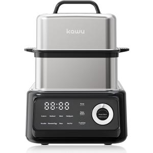 Kawu Electric Steamer for Cooking, 3-Tier Food Steamer with Hot Pot, 14Qt
