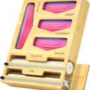 LUYABA 6 in 1 Bag Organizer and Wrap Dispenser with Magnetic Lid - Plastic Wrap Dispenser with Cutter for Kitchen Drawer, Storage for Gallon, Quart, Sandwich, Snack Bags, and Foil Beige