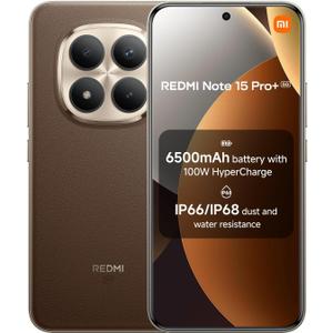XIAOMI Redmi Note 15 Pro+ Plus 5G Ai (Compatible with Tmobile Mint Tello & Global) (256GB + 8GB) NFC 6.83" 120Hz 200MP Ultra Camera Model 2510ERA8BG Unlocked Dual Sim Liberado (Mocha Brown)