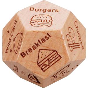 2 x Food Decision Dice Romantic Date Night Game, Wooden Dinner Decider for Couples, Birthday Valentine's Day for Him Her