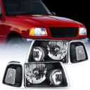 Nilight Headlight Assembly for 2001 2002 2003 2004 2005 2006 2007 2008 2009 2010 2011 Ford Ranger Replacement Headlamp Black Housing Clear Reflector
