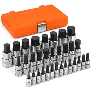 32-Piece Master HEX Bit Socket Set, S2 and Chrome Vanadium Steel, SAE & Metric, Corrosion Resistance, with Molded Case for Auto/Mechanical