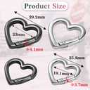 4pcs Heart Carabiner Keychain Clip, Metal Spring Heart Rings Hook Key Ring Carabiner Clips for Purse Bag Charms Backpack Strap Dog Tags Hang Water Bottle Paracord Keychain Lanyard(Silver Black)