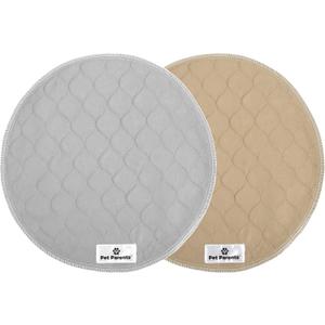 Pet Parents Pawtect Pads Washable Pee Pads for Dogs (2pack) of Premium Dog Pee Pads, Waterproof Puppy Pads & Reusable Dog Pads, Whelping Pads & Modern Pee Pads for Dogs (Tan/Grey, 17" Round)